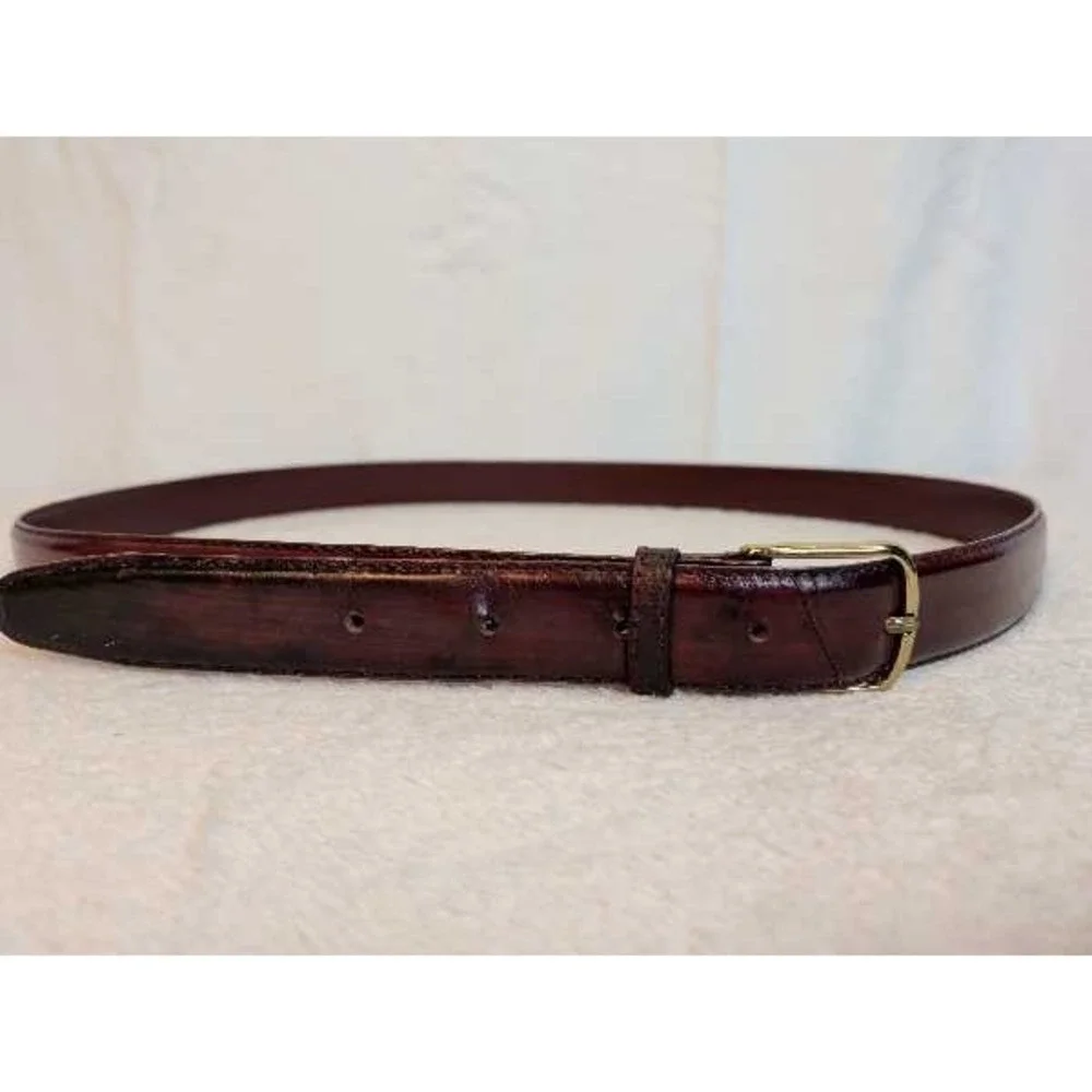 Genuine Eel Skin Belt Men's Size 40 Brown Leather Buckle Casual